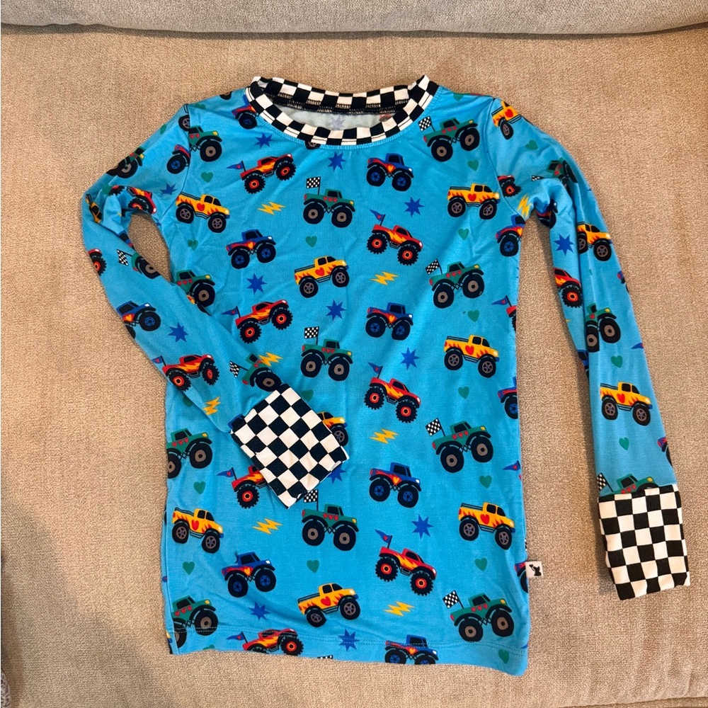 Kiki and Lulu Monster Trucks Loads of Love pajama print